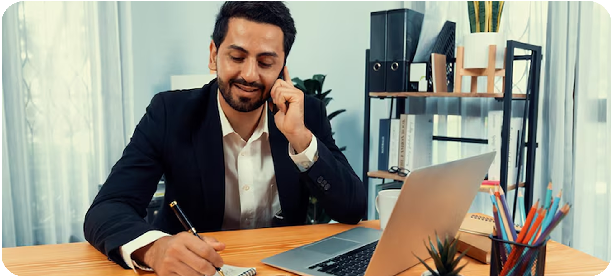 Man speaking in phone patent design
